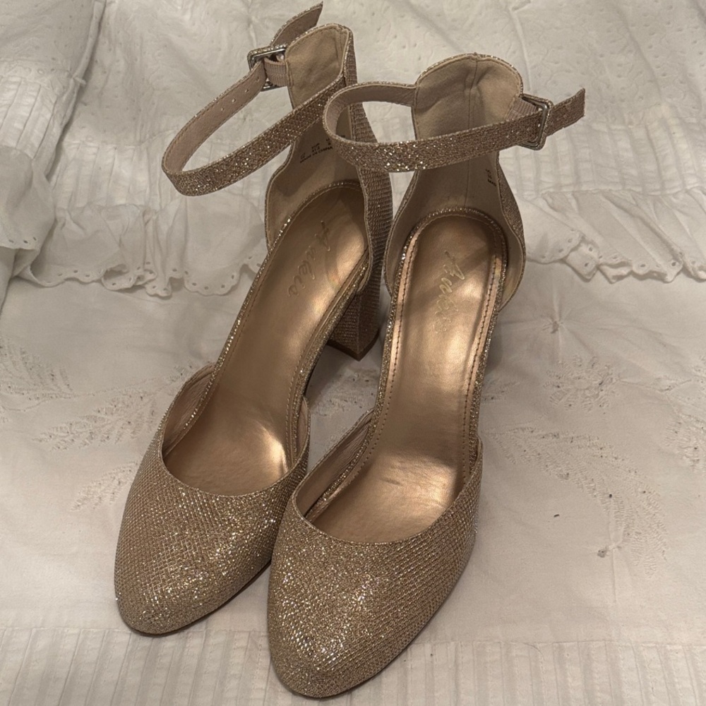 Elegant Gold Ankle Strap Heels